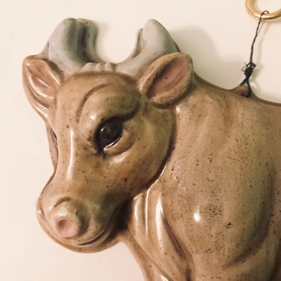 Vintage Hand Made Ceramic  Cow Wall Hanging Kitchen Decor - Picture 2 of 16